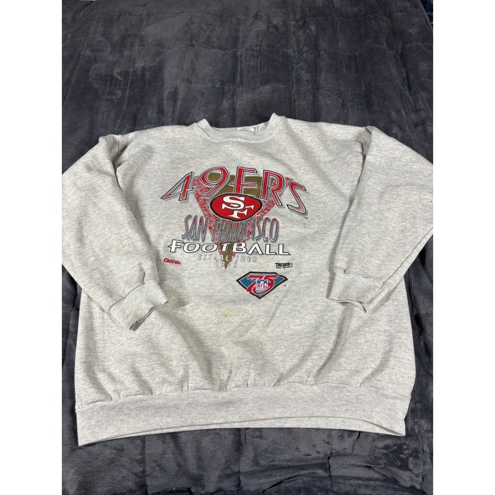 Vintage 1994 San Francisco 49ers NFL 75th Anniversary Sweatshirt Mens XL Gray